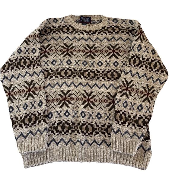 Vintage Liberty Nordic/Fair Isle Pattern Knit Grandpa Sweater Men's Size Medium - Picture 3 of 10